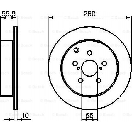 Bremsscheibe TOYOTA AVENSIS II (_T25_), Touring, 04.2003 - 11.2008 BOSCH 0 986 479 242