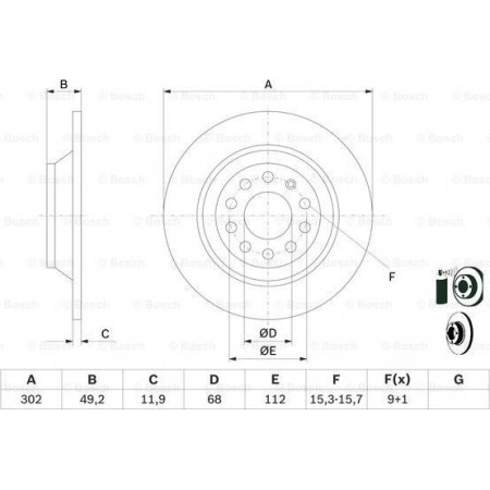 Disco freno AUDI A6 Allroad (4FH, C6), Touring, 03.2006 - 08.2011 BOSCH 0 986 479 257