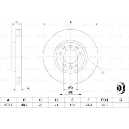 Disque de frein PEUGEOT EXPERT (X), Châssis support, 01.2007 - BOSCH 0 986 479 266