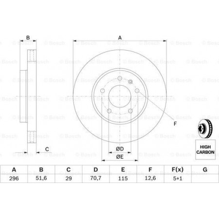 Disco freno CHEVROLET EQUINOX, Crossover, 04.2003 - 12.2009 BOSCH 0 986 479 267