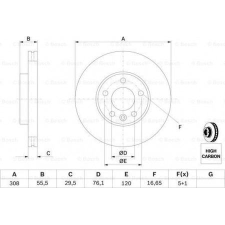 Bremsscheibe VW TRANSPORTER VI (SFD, SFE, SFL, SFZ), Tragrahmen, 04.2015 - BOSCH 0 986 479 B88