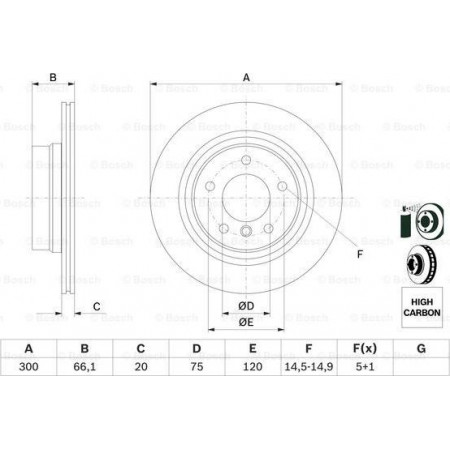 Brake disc BMW 3 Touring V (E91), Touring, 12.2004 - 12.2012 BOSCH 0 986 479 218
