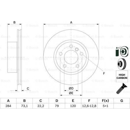 Disco freno BMW 1 (3 porte) II (F21), Hatchback, 12.2011 - BOSCH 0 986 479 213