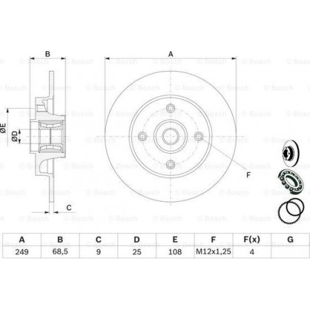 Disc frana Disc de frana cu rulment Spate Dreapta-Stanga cu inel ABS se potriveste. CITROEN C4 C4 I PEUGEOT 207 307 307-KOMBI 1. PEUGEOT 307 (3A/C), Hatchback, 08.2000 - 12.2012 BOSCH 0 986 479 279