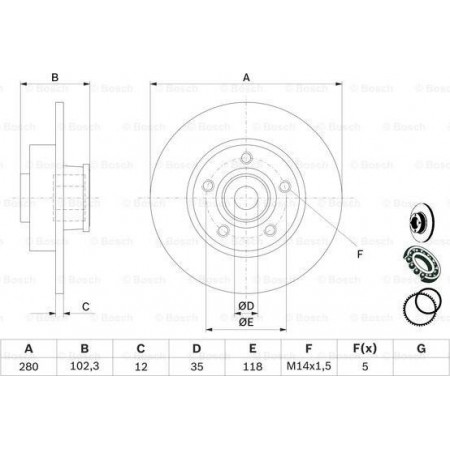 Disco de freno NISSAN PRIMASTAR (X83), Bastidor de soporte, 07.2002 - BOSCH 0 986 479 271