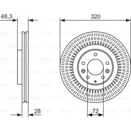 Brake disc MAZDA 6 (GH), Touring, 12.2007 - 07.2013 BOSCH 0 986 479 795