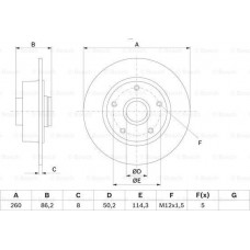 Disco de freio RENAULT LAGUNA (DT0/1), Compartimento, 09.2008 - 12.2015 BOSCH 0 986 479 708