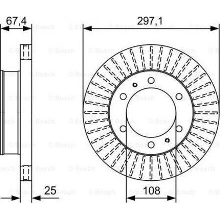 Brake disc TOYOTA HILUX III (_N1_, _N2_), Support frame, 02.2005 - BOSCH 0 986 479 A96