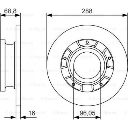 Disco freno FORD TRANSIT V363 (FED, FFD), Telaio di supporto, 08.2013 - BOSCH 0 986 479 A50