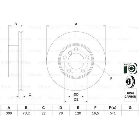 Disco freno BMW 1 (3 porte) II (F21), Hatchback, 12.2011 - BOSCH 0 986 479 A18