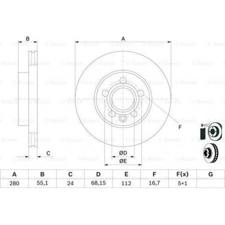 Bremsscheibe VW TRANSPORTER IV (70XD), Tragrahmen, 07.1990 - 04.2003 BOSCH 0 986 479 B50