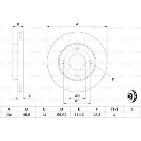 Remschijf MITSUBISHI COLT (Z3_V), Hatchback Van, 08.2004 - 06.2012 BOSCH 0 986 479 B83