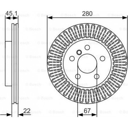 Brake disc BMW 2 Active Tourer (F45), Van, 11.2013 - BOSCH 0 986 479 C97