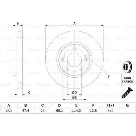 Disco freno HYUNDAI i30 (FD), Hatchback, 10.2007 - 05.2012 BOSCH 0 986 479 C07