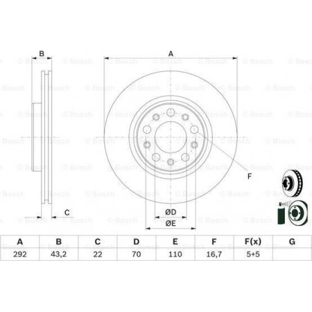 Brake disc ALFA ROMEO GIULIA (952_), Sedan, 10.2015 - BOSCH 0 986 479 D99