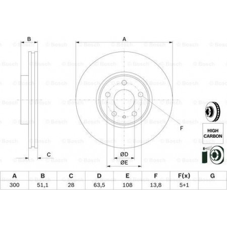 Brake disc FORD MONDEO V Turnier (CF), Touring, 09.2014 - BOSCH 0 986 479 D85