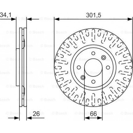Brake disc PEUGEOT 308 SW I (4E_, 4H_), Touring, 09.2007 - 10.2014 BOSCH 0 986 479 D36