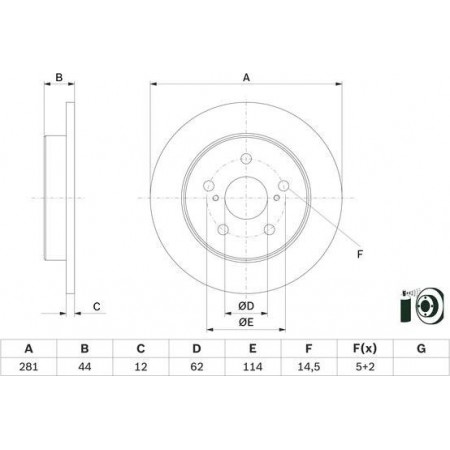 Bremsscheibe TOYOTA RAV 4 V (_A5_, _H5_), 12.2018 - BOSCH 0 986 479 E91