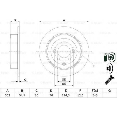 Disco freno NISSAN CABSTAR E (TL_, VL_), Telaio di supporto, 07.1992 - 11.2006 BOSCH 0 986 479 E43