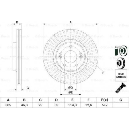 Disco de freno KIA CEED (CD), Hatchback Furgón, 03.2018 - BOSCH 0 986 479 E42