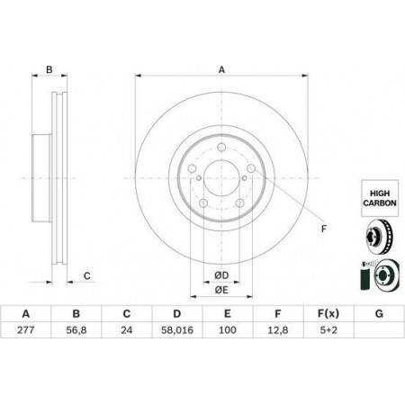 Brake disc SUBARU LEGACY OUTBACK (BG), Touring, 01.1996 - 12.1999 BOSCH 0 986 479 E69
