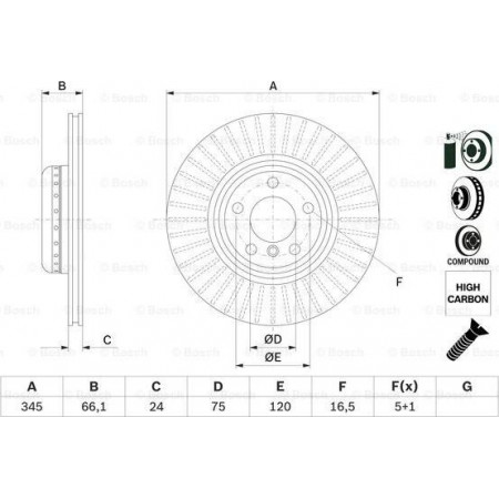 Disco freno BMW 1 (3 porte) II (F21), Hatchback, 12.2011 - BOSCH 0 986 479 E06