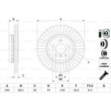 Disco freno BMW 6 Gran III (F06), Vano, 03.2012 - 10.2018 BOSCH 0 986 479 E08
