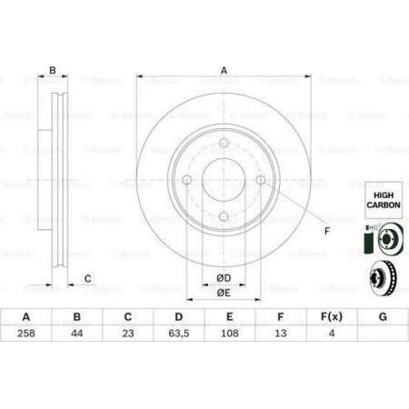 Disco freno FORD KA+ (UK, FK), Hatchback, 08.2014 - BOSCH 0 986 479 E80