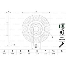 Disco de freio AUDI A6 Allroad (4GH, 4GJ, C7), Touring, 01.2012 - 09.2018 BOSCH 0 986 479 E39