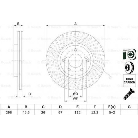 Remschijf SSANGYONG KORANDO (CK), Crossover, 07.2010 - BOSCH 0 986 479 E36