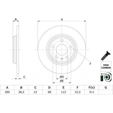 Brake disc BOSCH 0 986 479 E33