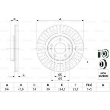 Bremsscheibe MITSUBISHI OUTLANDER II (CW_W), Crossover, 11.2006 - 12.2012 BOSCH 0 986 479 E76