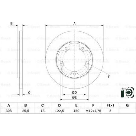 Disc frana FORD TRANSIT V363 (FED, FFD), Cadru de sprijin, 08.2013 - BOSCH 0 986 479 F44