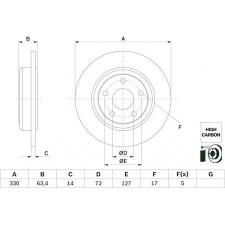 Disco freno BOSCH 0 986 479 F89
