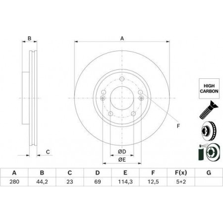 Disque de frein HYUNDAI i30 (GDE), Van à hayon, 06.2012 - BOSCH 0 986 479 F36