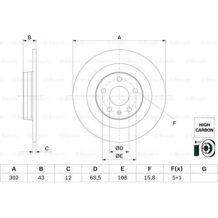 Brake disc VOLVO V90 II (235, 236), Touring, 03.2016 - BOSCH 0 986 479 F31