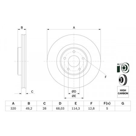 Disco freno anteriore destro-sinistro adatto. INFINITI JX Q50 Q60 QX60 NISSAN MURANO III PATHFINDER IV 2.0-3.5H 09.12- NISSAN PATHFINDER IV (R52), Crossover, 09.2012 - BOSCH 0 986 479 F33