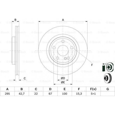 Bremsscheibe MERCEDES-BENZ CLA Shooting Brake (X117), Touring, 01.2015 - 03.2019 BOSCH 0 986 479 F75