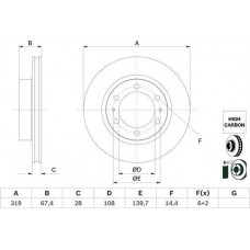 Bremsscheibe vorne rechts-links passt. TOYOTA HILUX VIII 2.4D-2.8D 05.15- TOYOTA HILUX (_N1_), Stützrahmen, 05.2015 - BOSCH 0 986 479 G19