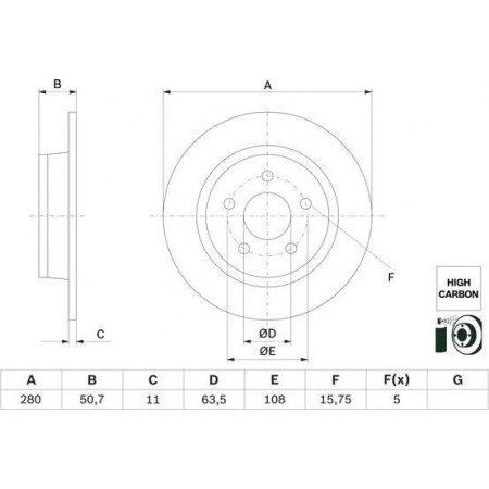 Disco freno BOSCH 0 986 479 G71