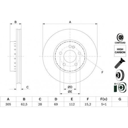 Disco freno BOSCH 0 986 479 H46
