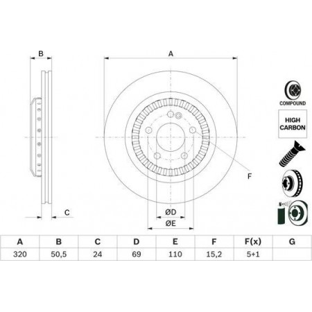 Disco freno BOSCH 0 986 479 H39