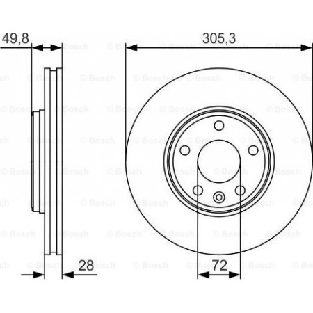 Disque de frein Avant Droit-Gauche compatible. NISSAN PRIMASTAR OPEL VIVARO A RENAULT TRAFIC II 1.9D-2.5D 02.01- NISSAN PRIMASTAR (X83), Châssis support, 07.2002 - BOSCH 0 986 479 R93