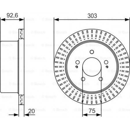 Brake disc HYUNDAI H-1 (SR-CARGO), Support frame, 06.2000 - 10.2006 BOSCH 0 986 479 V26