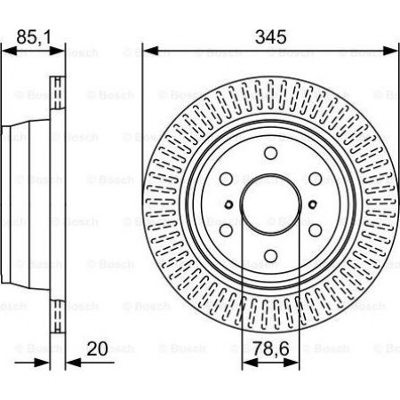 Brake disc Brake disc rear L-R 345mmx20mm fits. CADILLAC ESCALADE CHEVROLET AVALANCHE AVALANCHE 1500 SILVERADO 1500 SUBURBAN UNDER CHEVROLET TAHOE (GMT900), Crossover, 01.2007 - 07.2014 BOSCH 0 986 479 W32