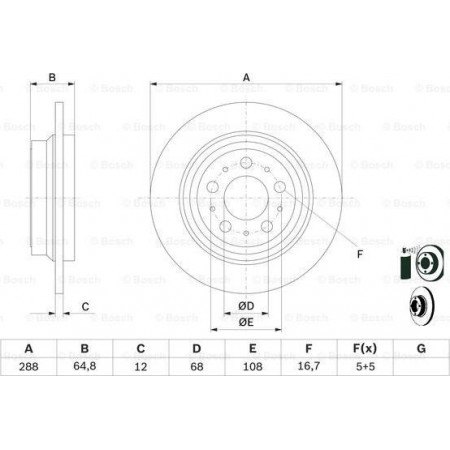 Brake disc VOLVO V70 II (285), Touring, 11.1999 - 12.2008 BOSCH 0 986 478 495