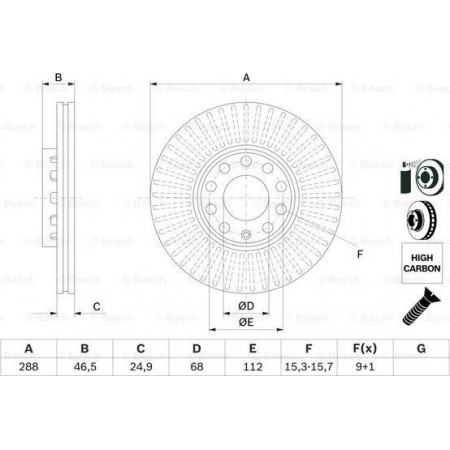 Disco freno AUDI A4 (8H7, B6, 8HE, B7), Cabriolet, 01.2002 - 12.2009 BOSCH 0 986 478 546
