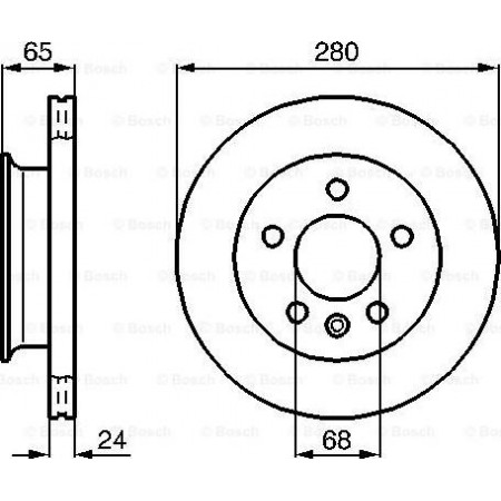 Brake disc VW TRANSPORTER III, Support frame, 05.1979 - 12.1992 BOSCH 0 986 478 548