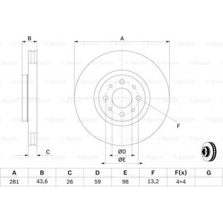 Disco freno FIAT STILO (192_), Hatchback, 10.2001 - 11.2010 BOSCH 0 986 479 B52