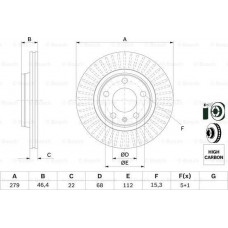 Disco de freio AUDI A8 (4D2, 4D8), Sedan, 03.1994 - 12.2005 BOSCH 0 986 478 869